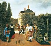 Pieter de Hooch Skittle Players in a Garden USA oil painting artist